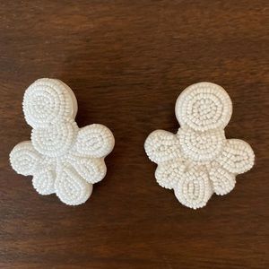 White beaded JCrew Earrings